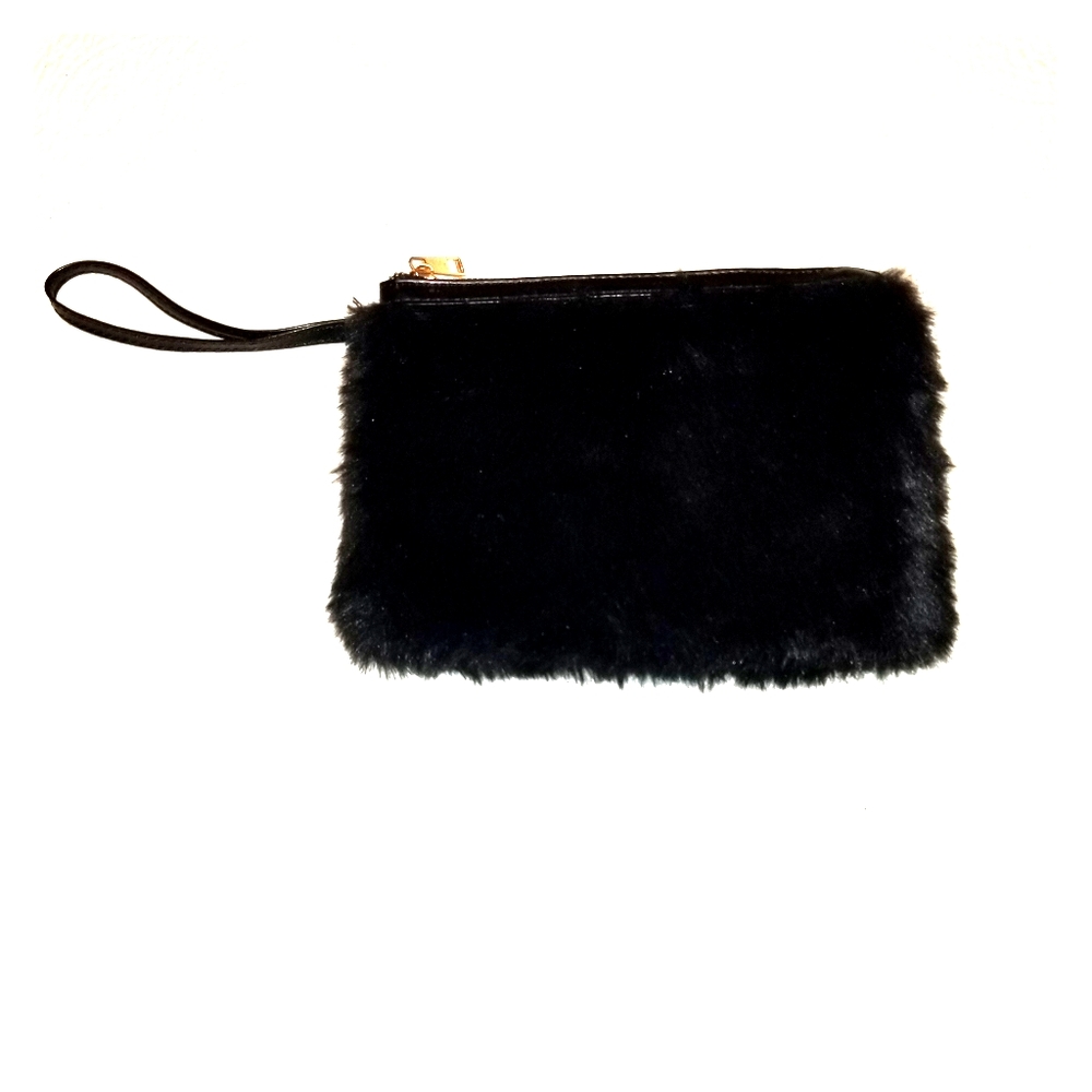 Black Faux Fur Wristlet